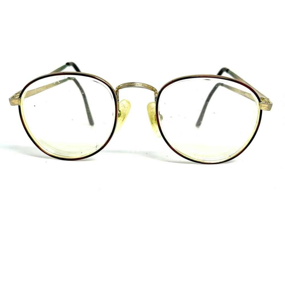 Vintage Mark Student Gold Round Eyeglass Frames 52-18-140 Tortoise Tips 24914